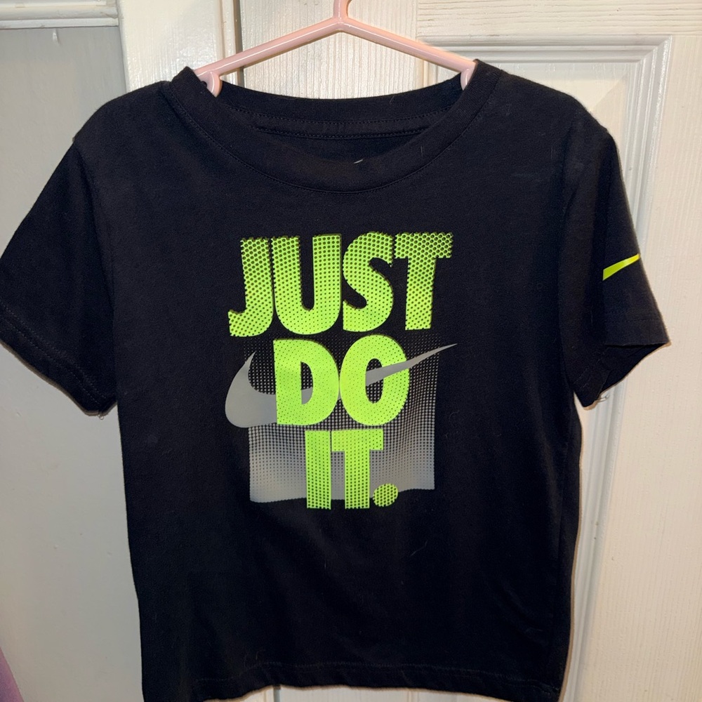 Nike Black T-Shirt with Neon Green "Just Do It" Graphic